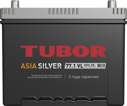 Аккумулятор TUBOR Asia silver 6ст-77.1 — купить в магазине akkumulyator.online с бесплатной доставкой и установкой по Самаре.