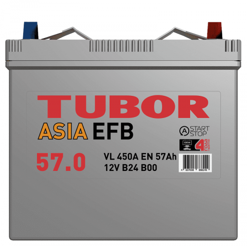 TUBOR ASIA EFB 6ст-57.0 аккумулятор — купить в магазине akkumulyator.online с бесплатной доставкой и установкой по Самаре.