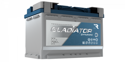 Аккумулятор GLADIATOR Dynamic 77Ач, обратная полярность — купить в магазине akkumulyator.online с бесплатной доставкой и установкой по Самаре.